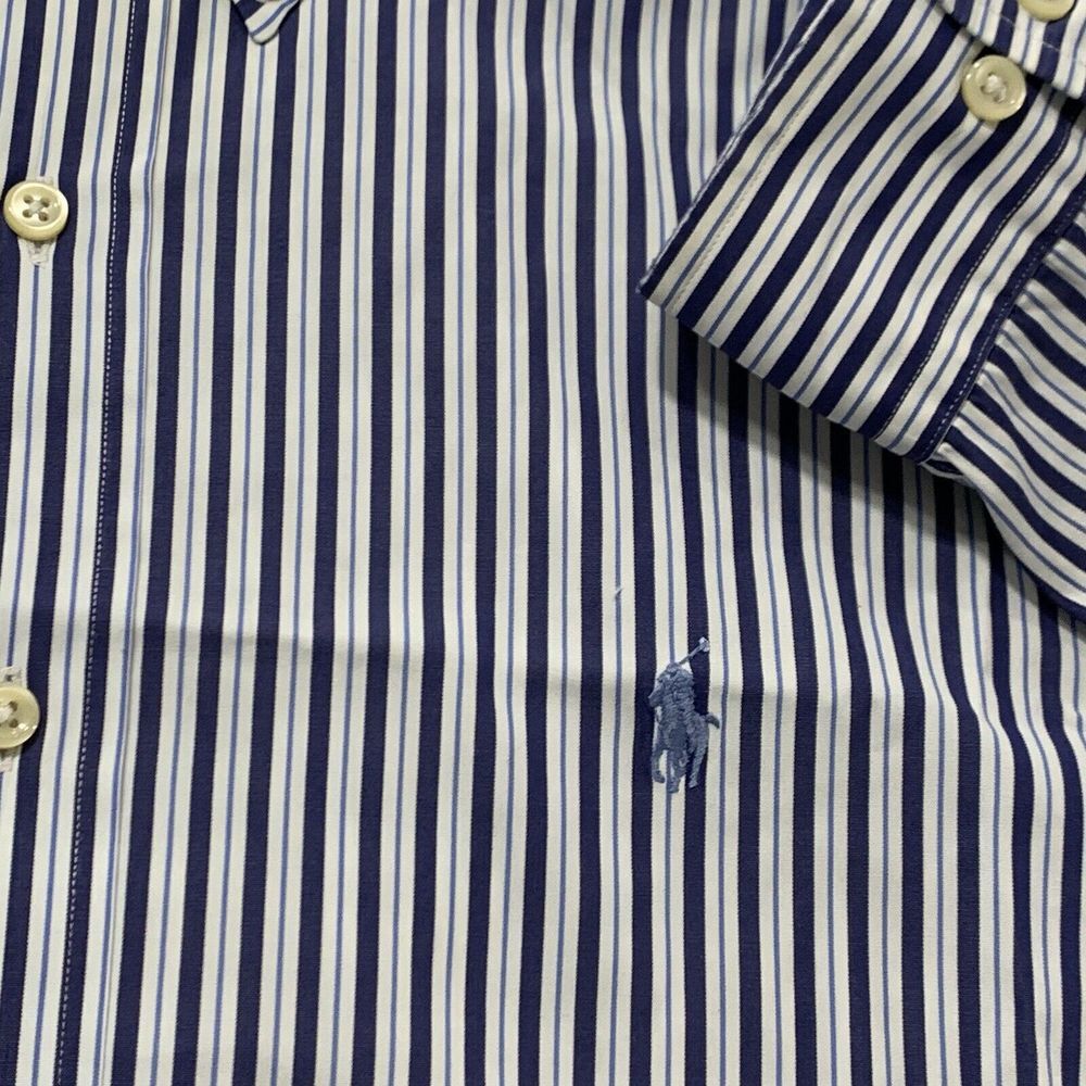 Ralph Lauren Men's Classic Fit Blue White Striped Button Down Shirt Size 17/XL - Picture 6 of 9